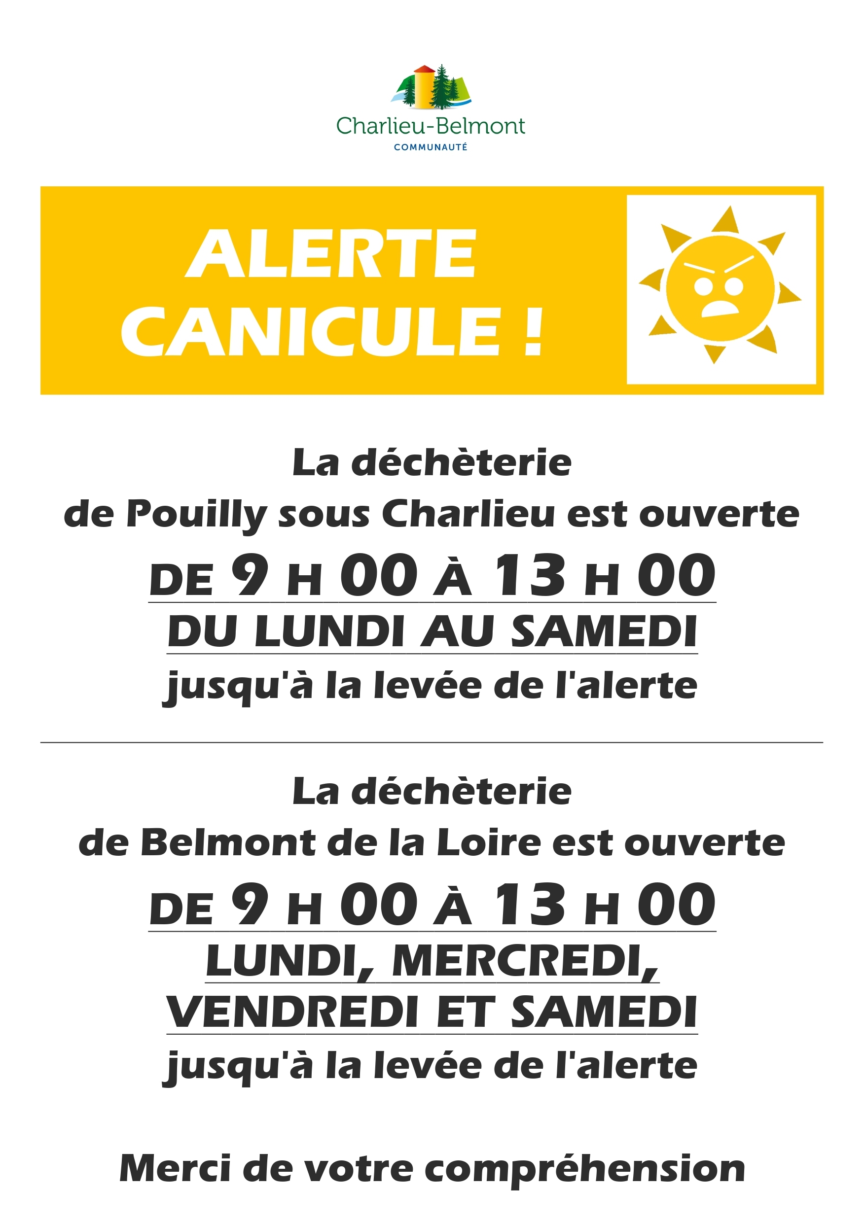 AFFICHE ALERTE CANICULE DECHETERIES